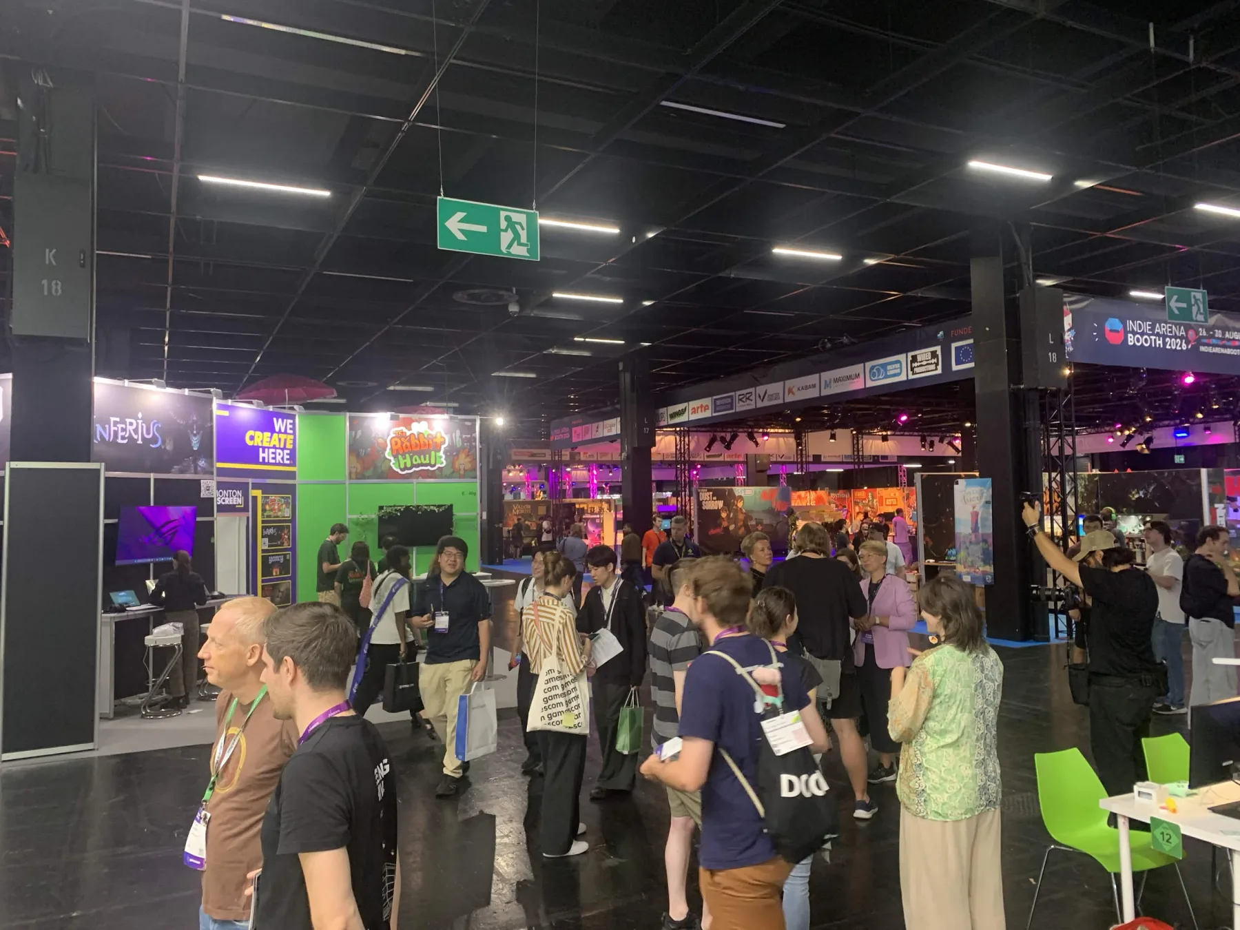 The gamescom show floor near the Indie Arena Booth, packed with visitors